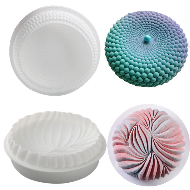 Kitchen Gadgets Oxo - ラウンドムースケーキパンベーキング用大型砂丘シリコーン型 3D 幾何学的な真珠ペストリーツールチョコレートキッチンアクセサリー