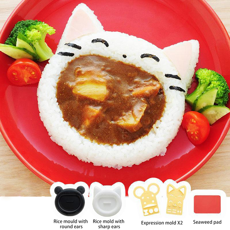 Kitchen Gadgets Wholesale - かわいい漫画の寿司型装飾カッター、bentomaker、サンドイッチツール、キッチンアクセサリー、猫、bear、nori、rice、1個