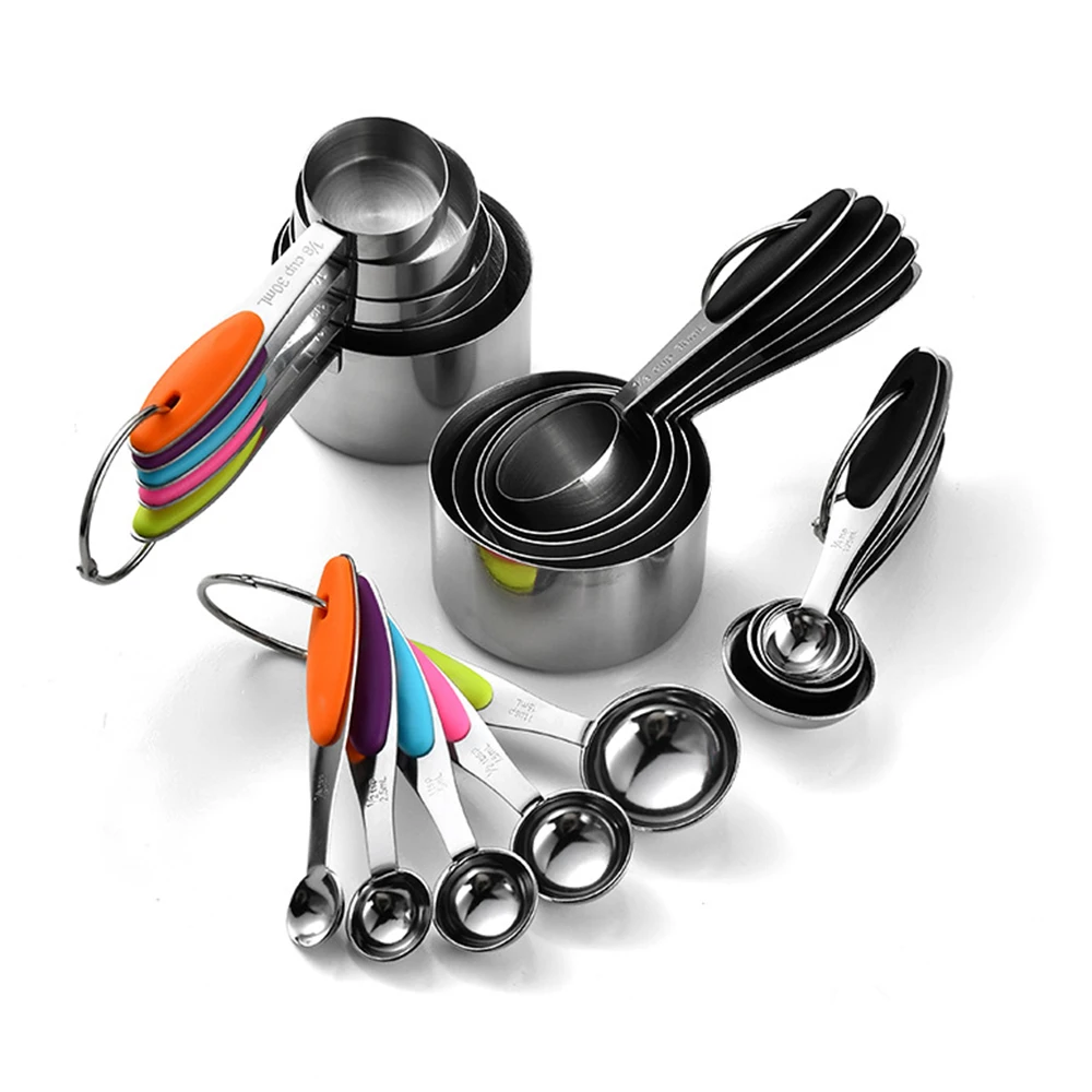 Kitchen Gadgets List - 5/10 個ステンレス鋼計量カップとスプーンセットキッチンアクセサリーベーキングケーキ調理作成測定キッチンツール