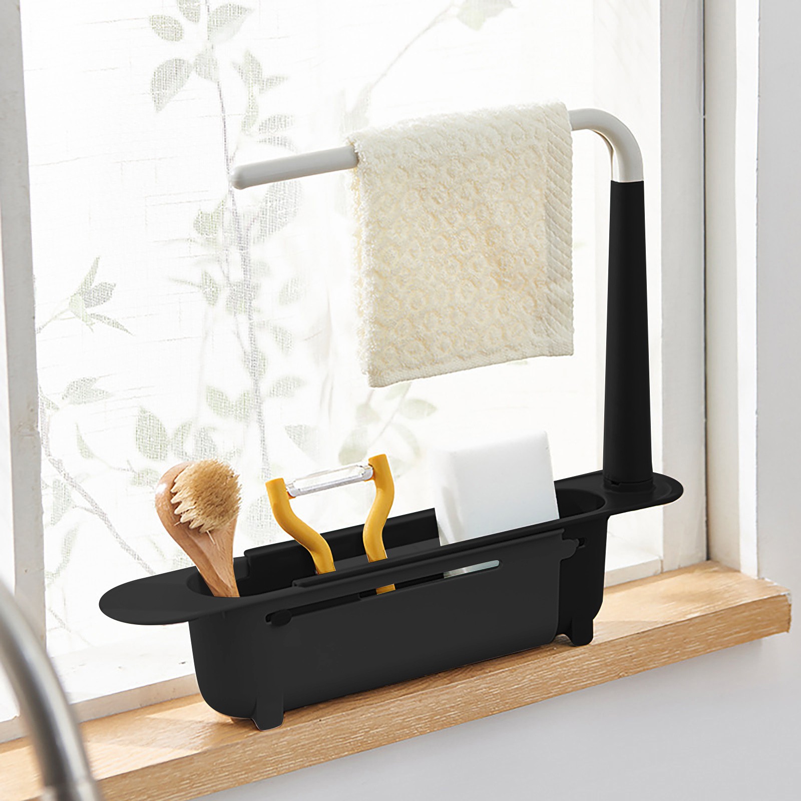 Kitchen Gadgets Everyone Needs - Elescopicシンクの水切り、キッチンオーガナイザー、石鹸スポンジホルダー、タオルラック、収納バスケット、ガジェットアクセサリー