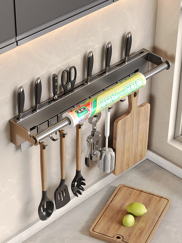 Kitchen Gadgets Wallpaper - ステンレス製キッチンペーパータオルラック壁掛け棚フック付きキッチンガジェット吊り下げオーガナイザー収納用具キッチン用