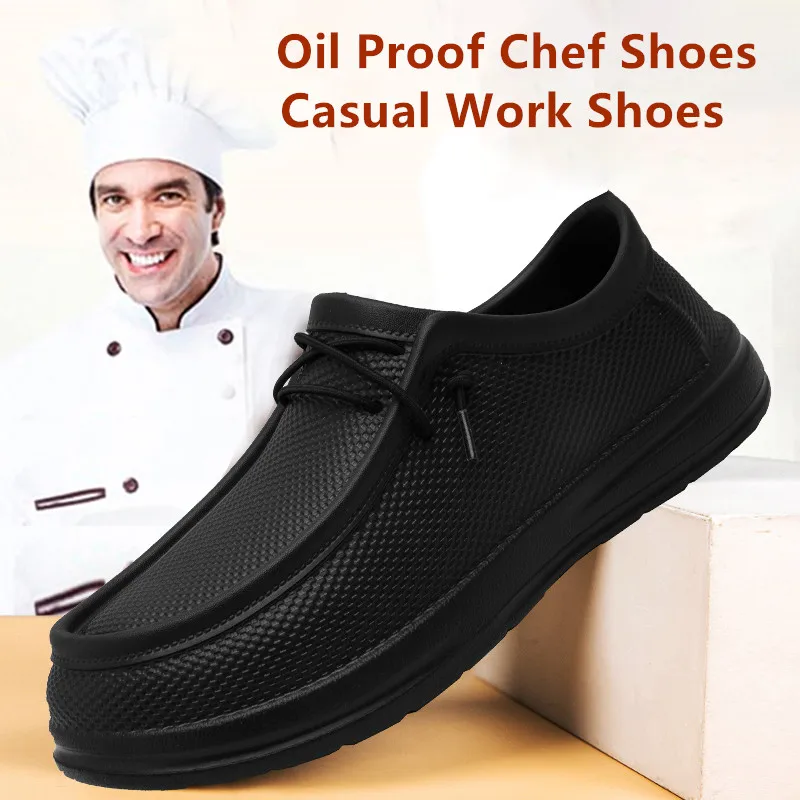 Kitchen Gadgets For Men - 男性のキッチン作業靴ノンスリップ防水シェフシューズファッション男性カジュアル作業靴屋外ウォーターシューズプラスサイズ 40-47