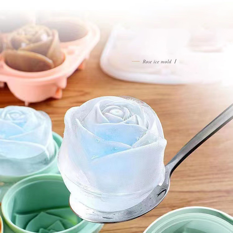 Kitchen Gadgets Oxo - 3D ローズアイスモールド 4 穴アイスキューブトレイ型花の形のシリコーンアイスモールドアイスボールメーカーキッチンバー器具ツールアクセサリー