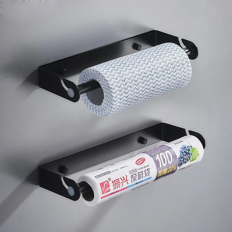 Kitchen Gadgets Wallpaper - ステンレス鋼のラップフィルムホルダーキッチンペーパータオルホルダーパンチフリーキッチンロールペーパーホルダー壁掛けキッチンガジェット