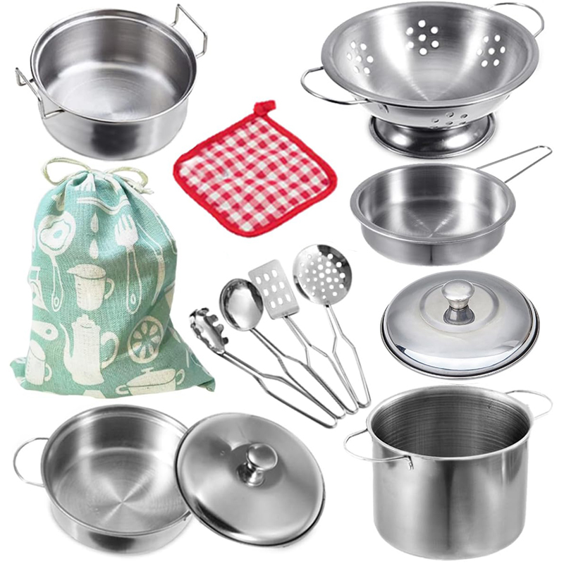 Kitchen Gadgets For Kids - ミニステンレス製キッチン用品おもちゃセット 女の子向け、子供向けごっこ遊びキッチン用品、教育的なシミュレーション料理遊び