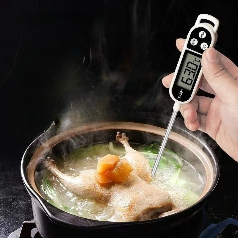 Kitchen Gadgets Wholesale - 1個の食品温度計、キッチンアクセサリー、寮の必需品、インスタントリード肉用温度計、油や水の温度を正確に測定、必須のキッチンアクセサリー（ボタン電池は含まれていません、取り付けと使用のために別途Lr44ボタン電池を購入してください）