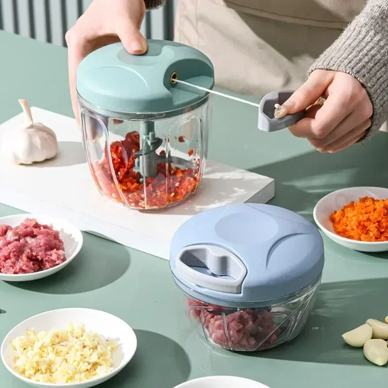 Kitchen Gadgets Electric - 手動野菜とタマネギカッター,ニンニクカッター,キッチンアクセサリー,回転プレス,500 ml, 900ml