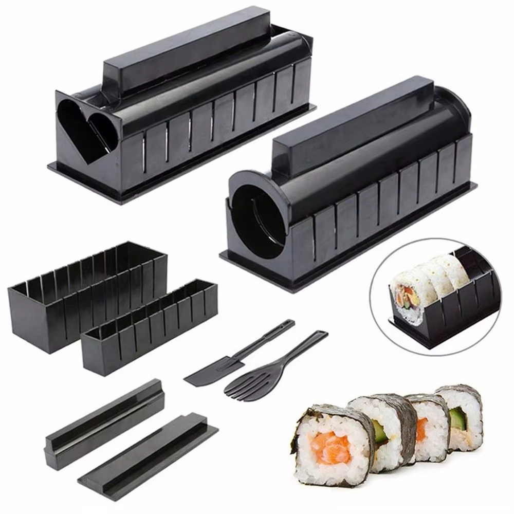 Kitchen Gadgets Everyone Needs - 3/10個セット 日本の寿司メーカー 3種類の形状 寿司作りキット ロールライスモールド DIY
