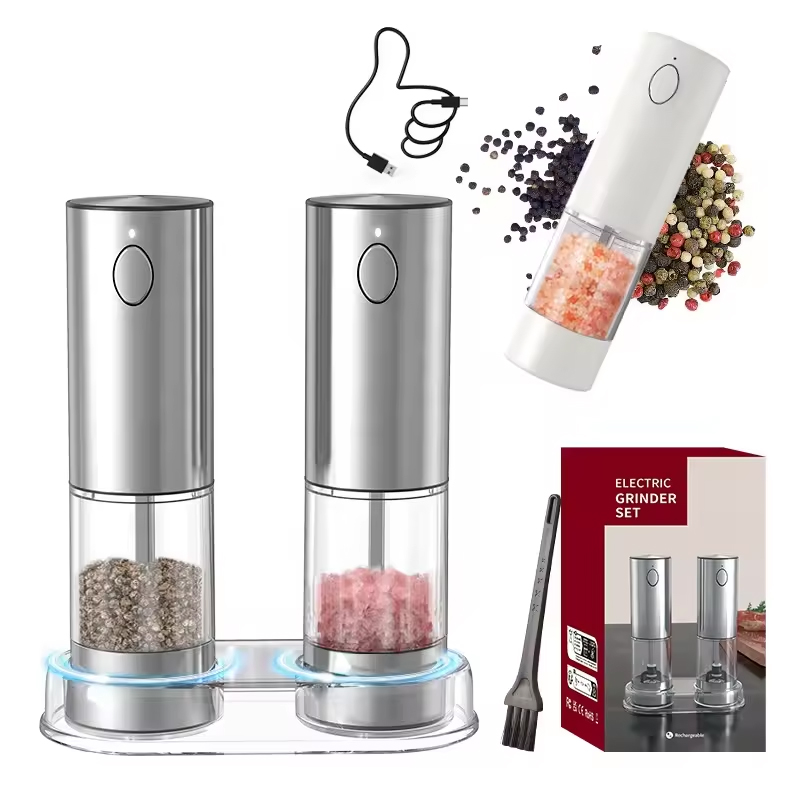 1/2 個電動塩コショウグラインダー LED ライト付き重力 - Kitchen Gadgets Electric のレビューと価格