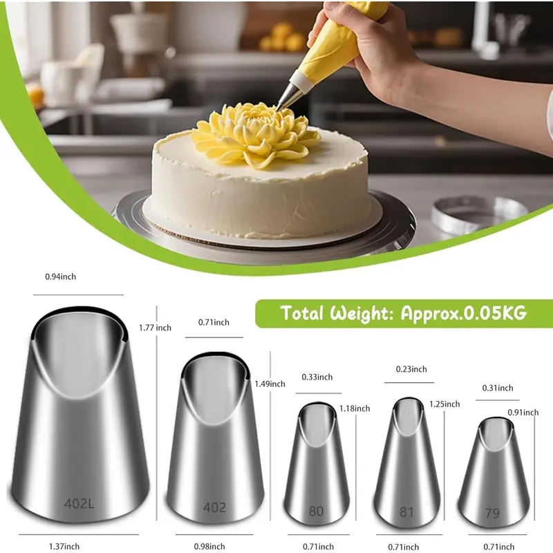 5個入りステンレス製パイピングノズルセット、菊型アイシングノ - Kitchen Gadgets Oxo のレビューと価格