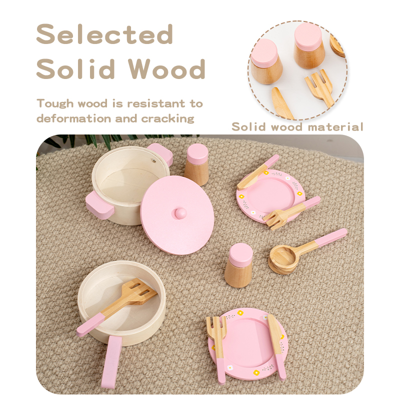 子供用木製キッチンプレイセット、鍋、フライパン、調理器具、食 - Kitchen Gadgets For Kids のレビューと価格