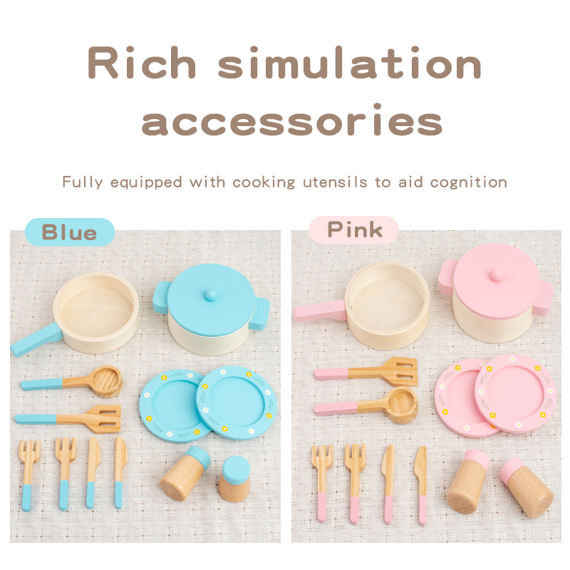 子供用木製キッチンプレイセット、鍋、フライパン、調理器具、食 - Kitchen Gadgets For Kids のレビューと価格