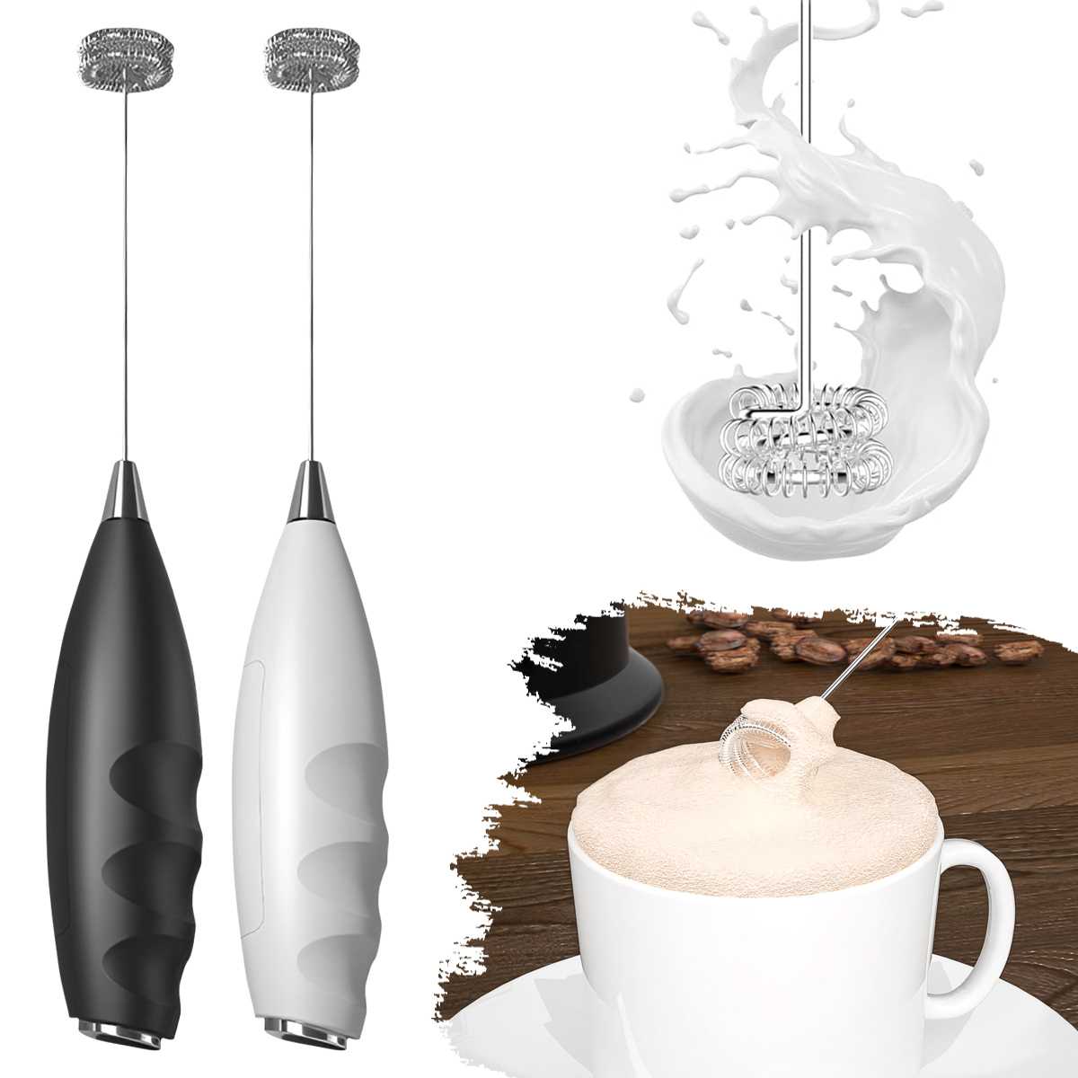 コーヒー電動ミルクフォーマー、電動泡立て器、コードレス電動飲 - Kitchen Gadgets Electric のレビューと価格