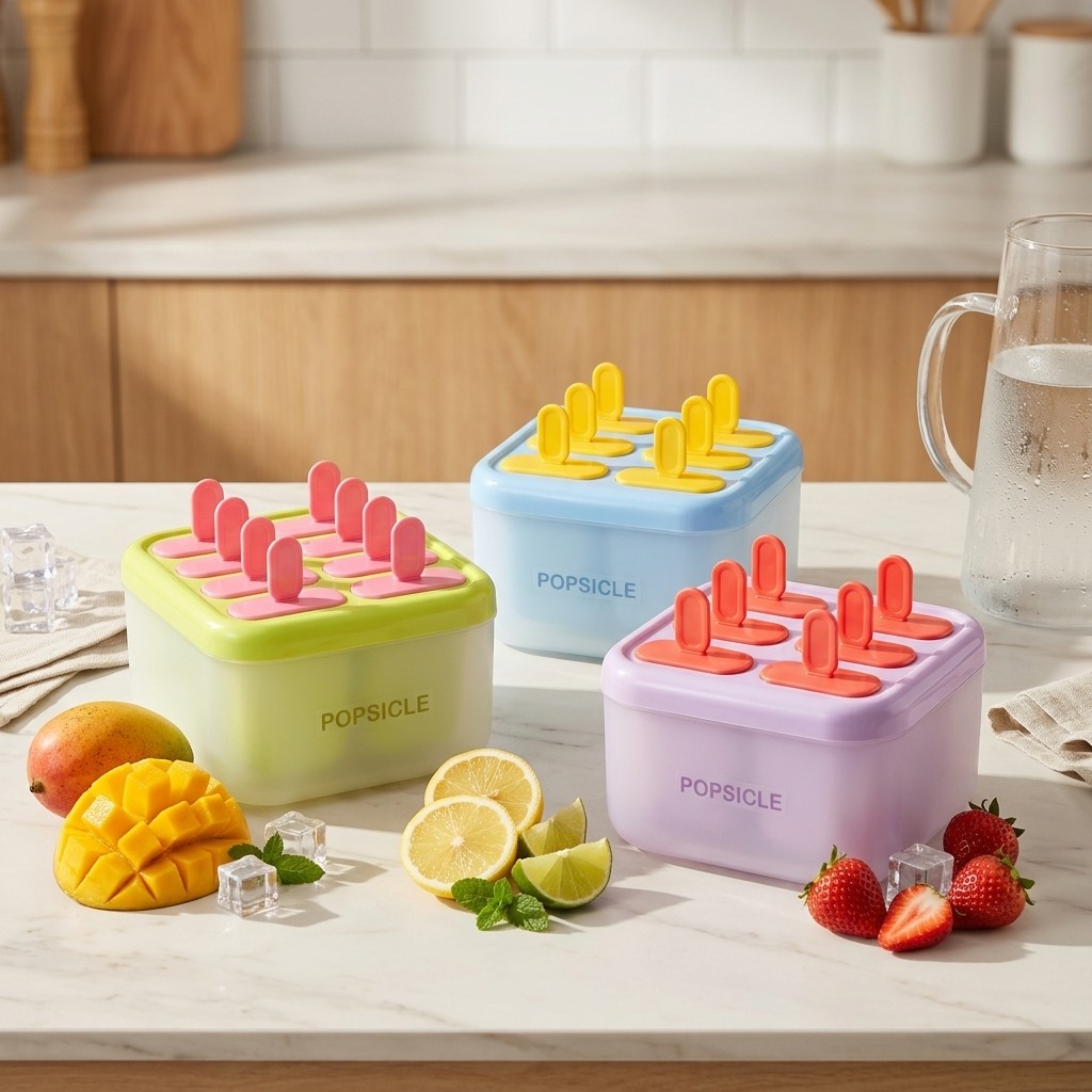 8グリッドプラスチック製アイスキャンディー型 再利用可能なア - Kitchen Gadgets For Kids のレビューと価格