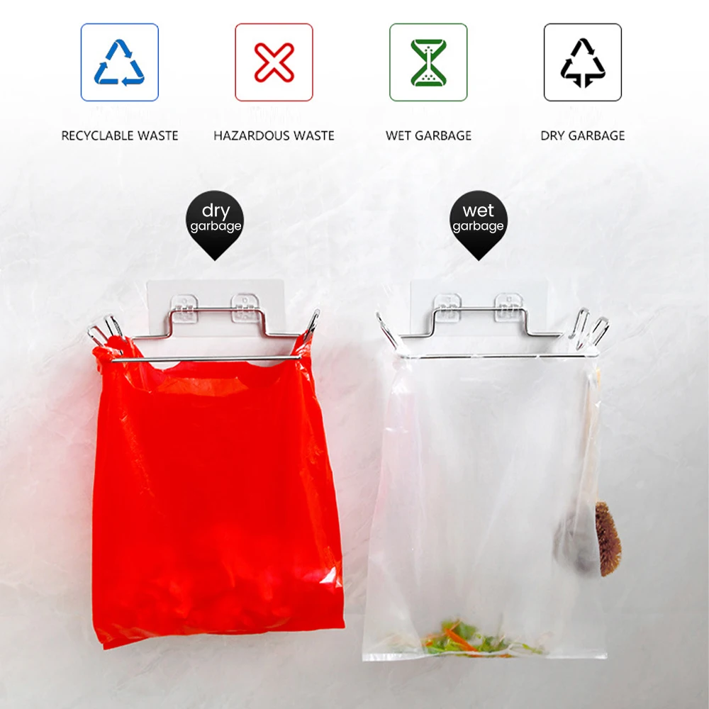 2 個のキッチン用ゴミ箱ラックステンレス鋼吊り下げゴミ袋ホル - Kitchen Gadgets Wallpaper のレビューと価格