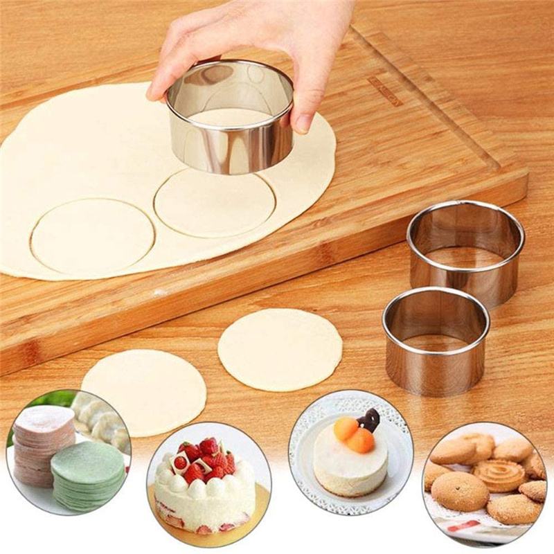 5 個ラウンドステンレス鋼ビスケット型餃子の皮切断型 DIY - Kitchen Gadgets Design のレビューと価格